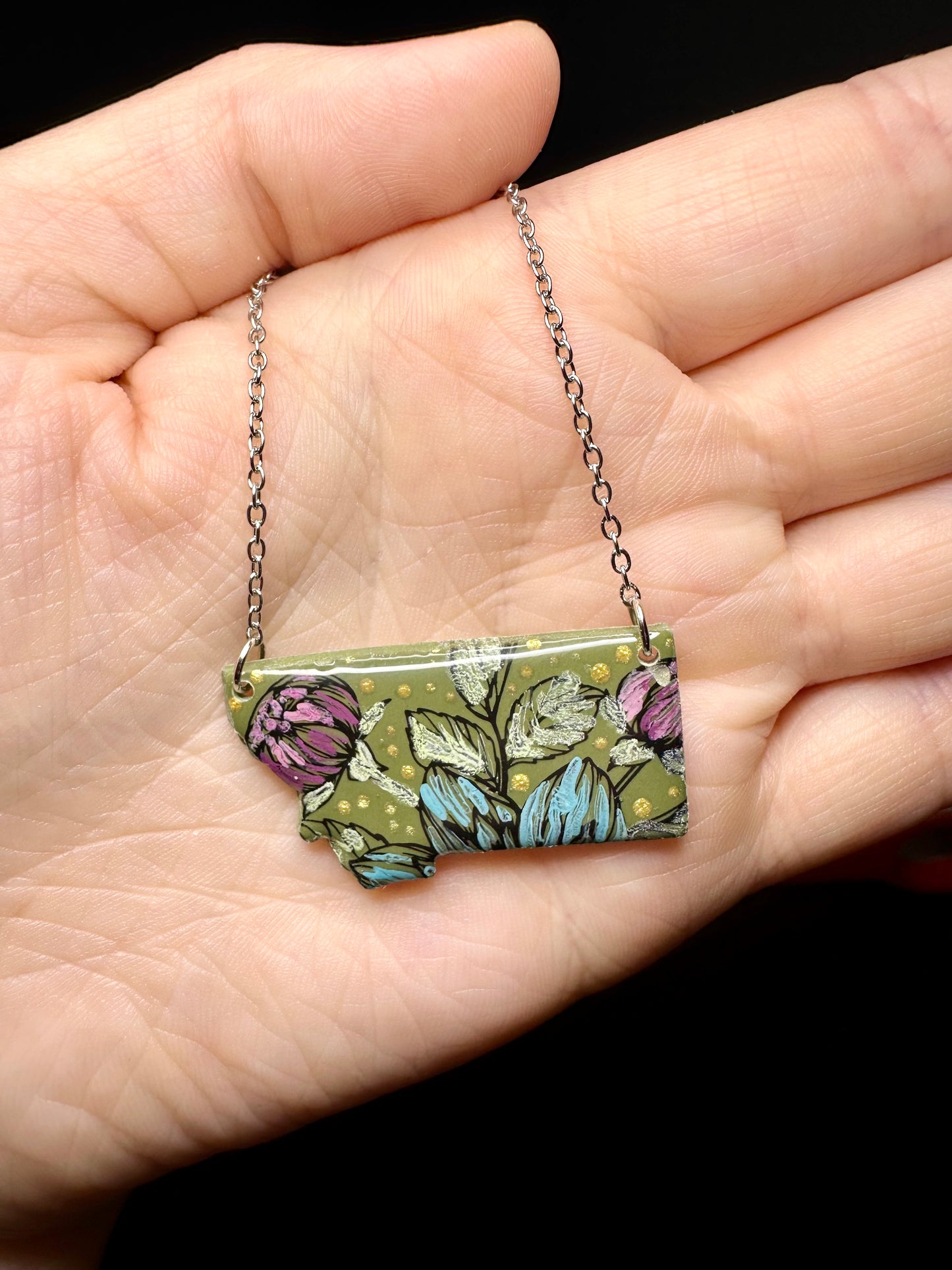 Olive & Floral Necklace