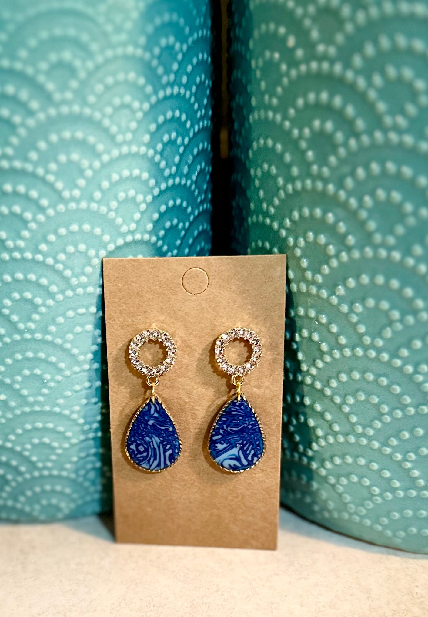 Blue & Gold Glam Earrings