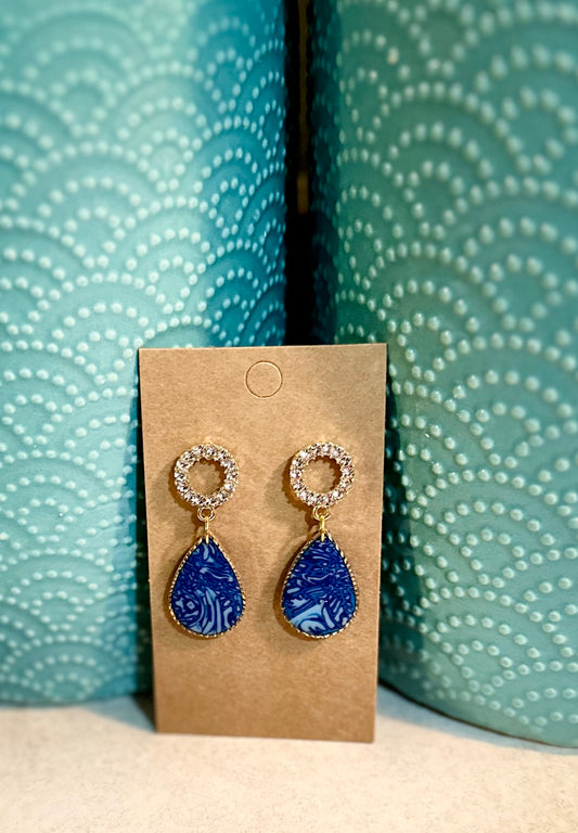 Blue & Gold Glam Earrings