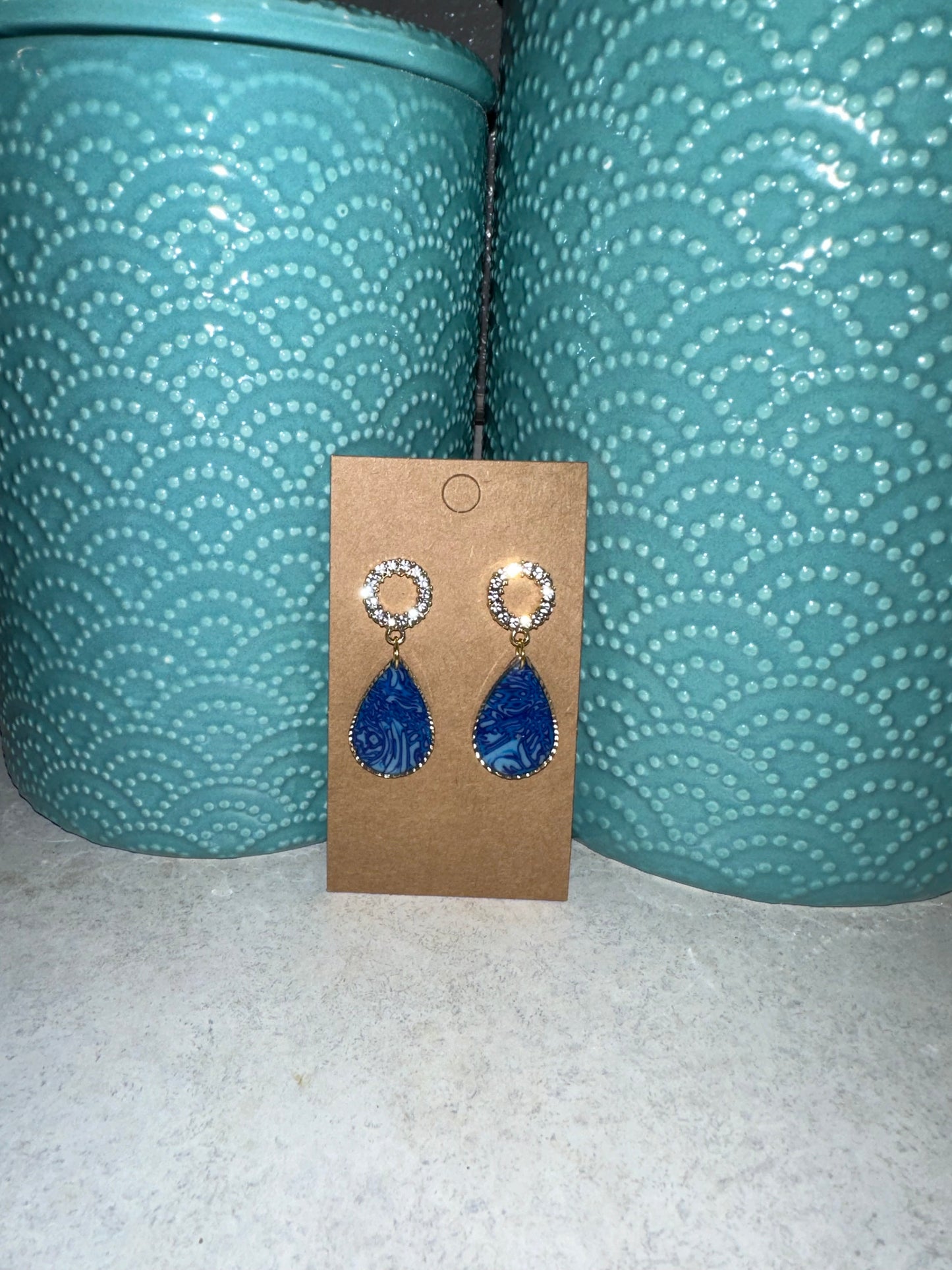 Blue & Gold Glam Earrings