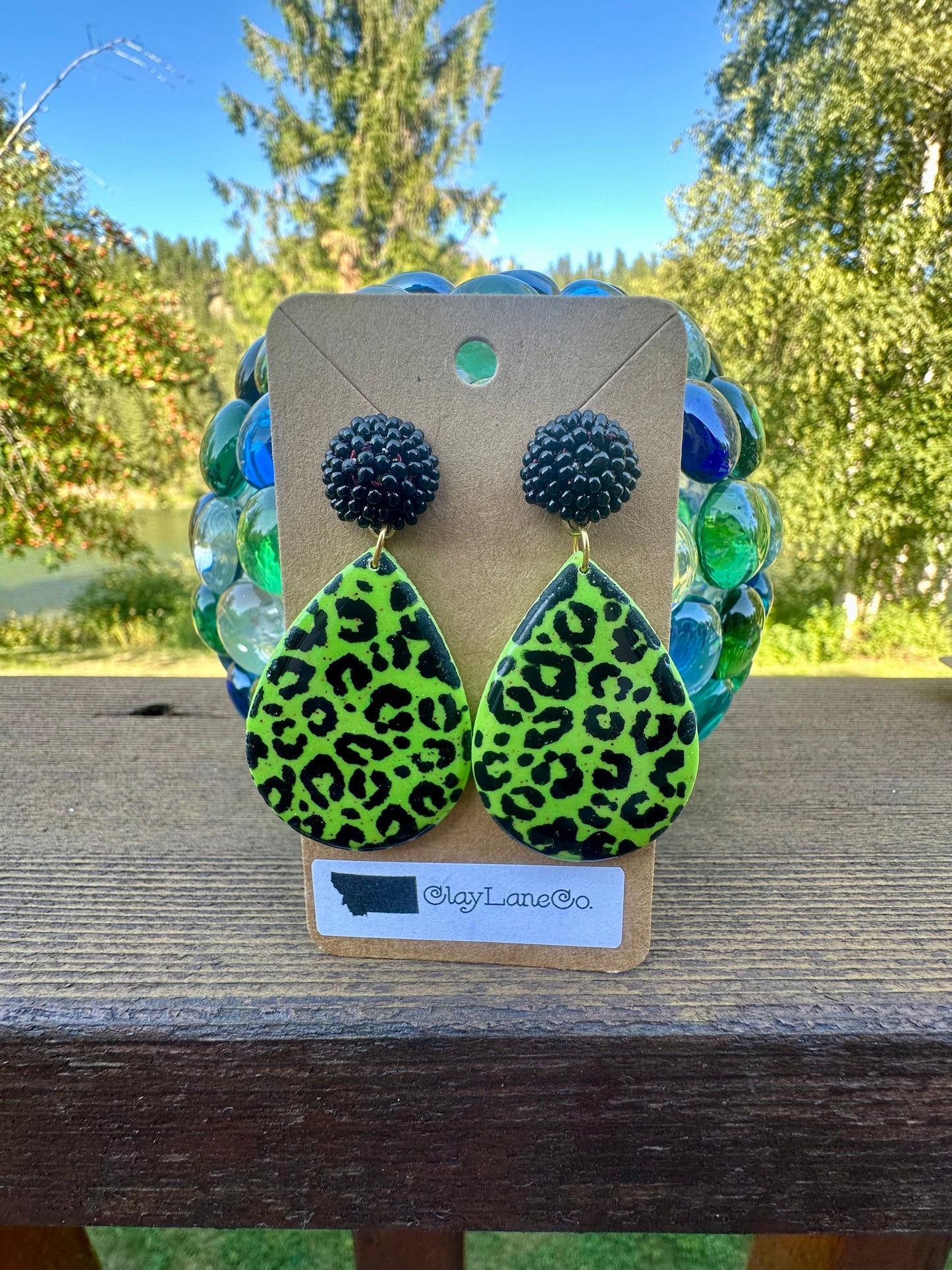 Lime Leopard Earring